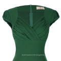 Grace Karin Retro Vintage Cap Sleeve V-Neck Hips-Wrapped Green Bodycon Pencil Dress CL010449-1